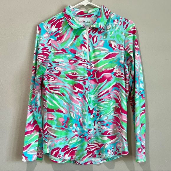 icikuls Tops Icikuls Long Sleeve Cooling Sun Shirt Pink Tropical